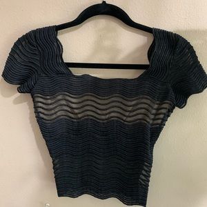 Moda International Black Mesh Crop Top XS